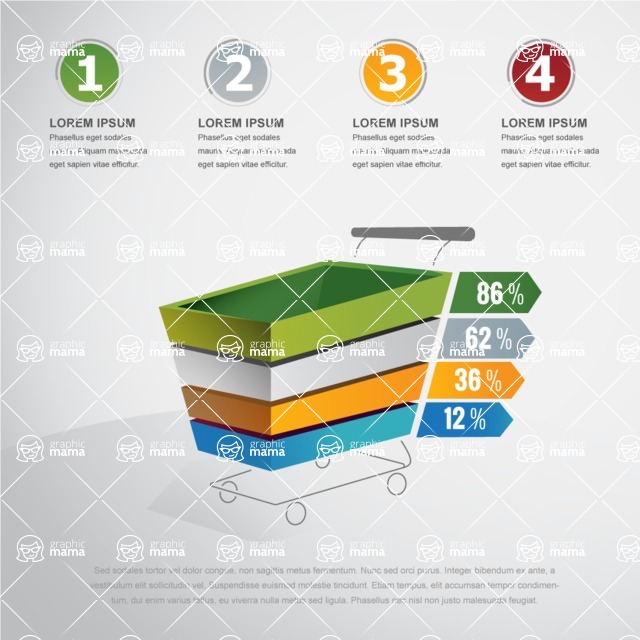 Infographic Templates Collection - Vector, Photoshop, PowerPoint, Google Slides - Vector Infographic with 3D Shopping Cart